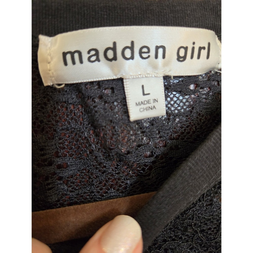 Madden Girl Lace 10 Varsity Stripe Crop Top Junior Large Lace Preppy Sporty GUC - Picture 3 of 8